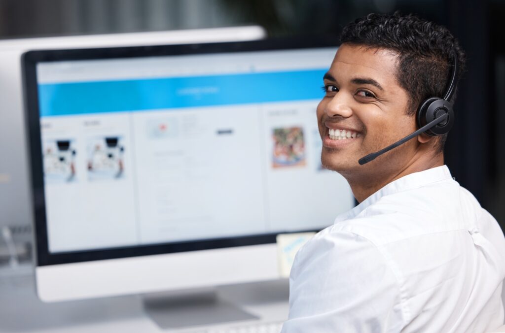 Customer support specialist assisting users with online payment services